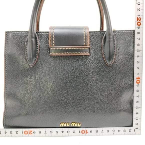 Miu Miu Hand Bag Black Leather mon-502-090525 - Picture 2 of 16
